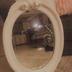 Oval rustic white mirror